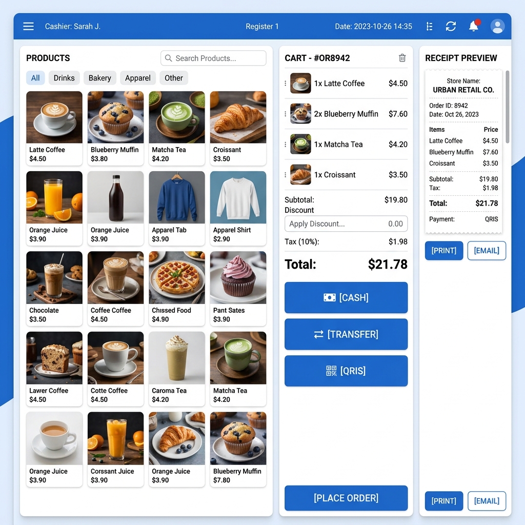Tampilan sistem POS TikeTaka - antarmuka kasir modern